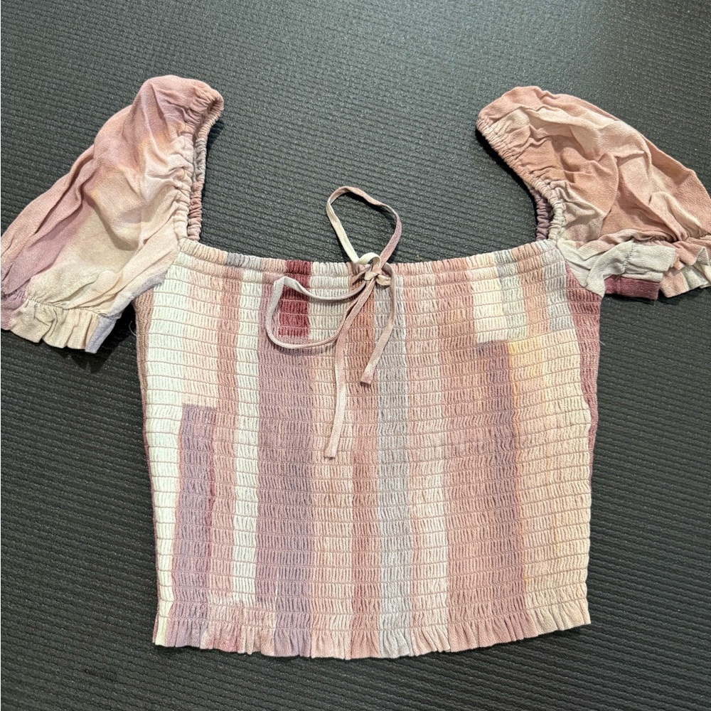 Wilfred Pink Puff Sleeve Crop Blouse